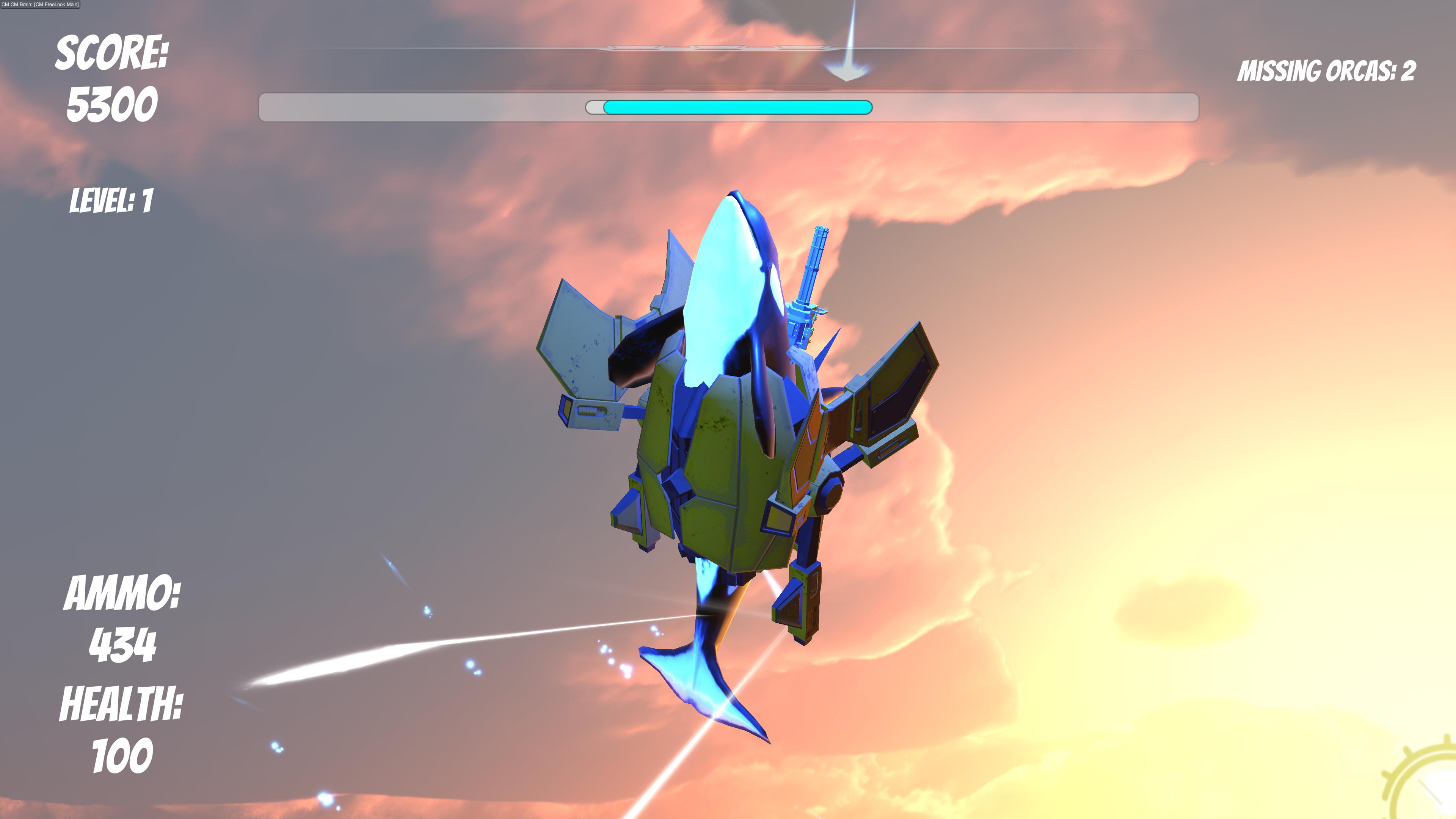 An orca attacking human equipment