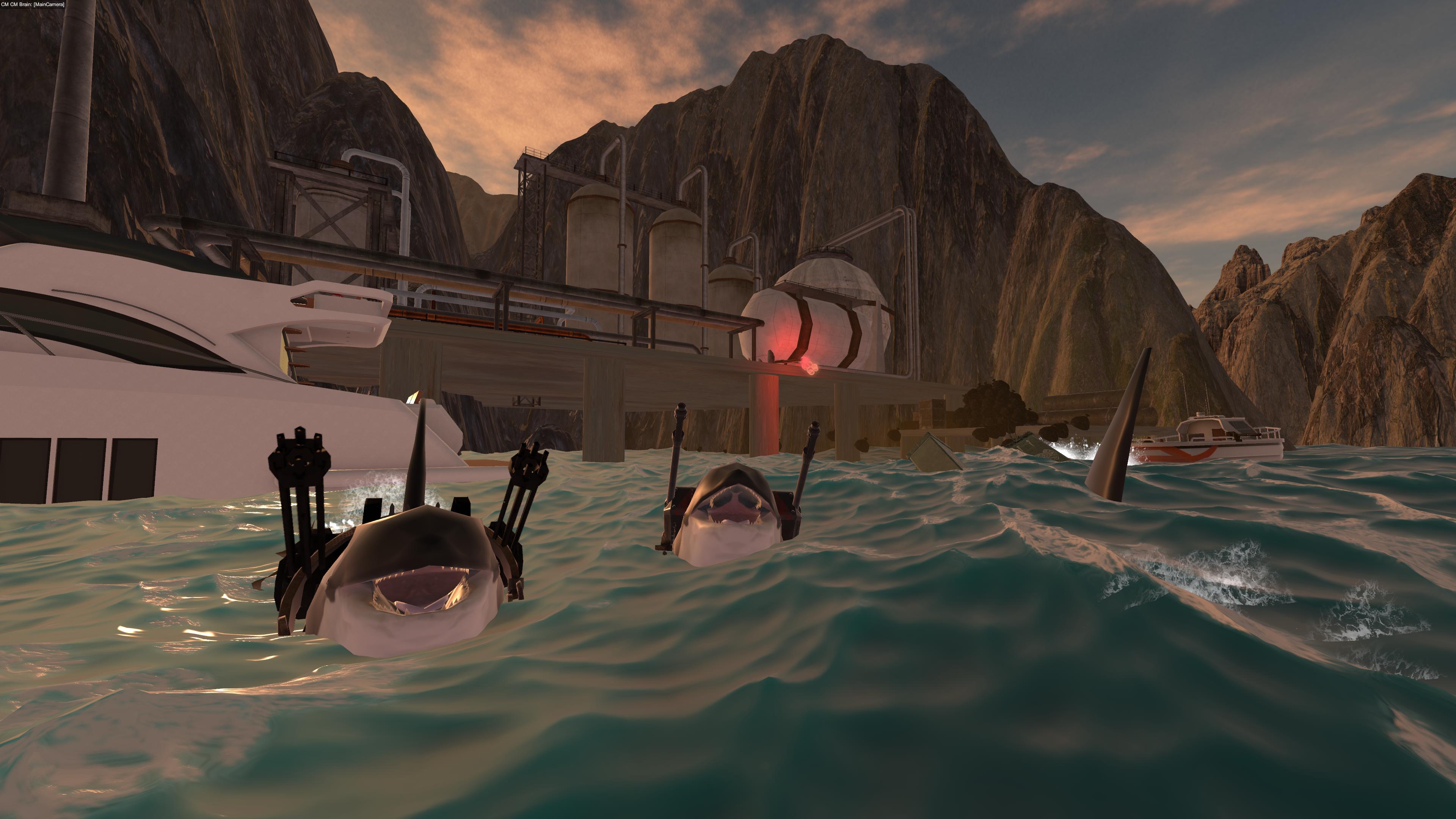 Orca combat near a yacht